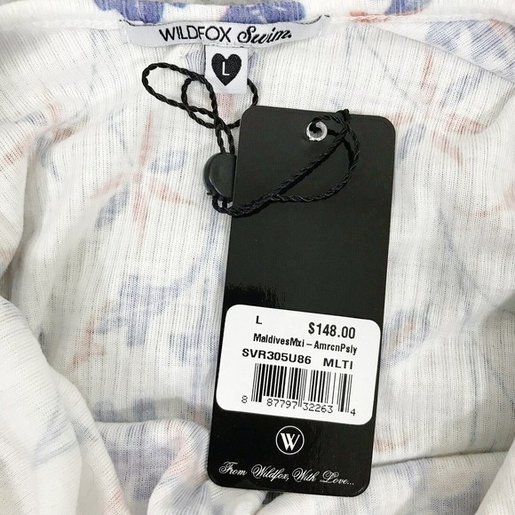 Wildfox Swim Dress L Paisley Maldives Maxi Swim Cover Blue White NWT - Picture 5 of 8